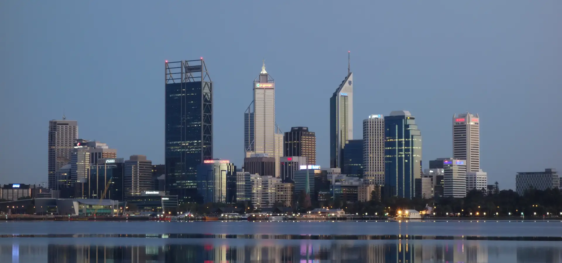 Perth CBD skyline at dusk