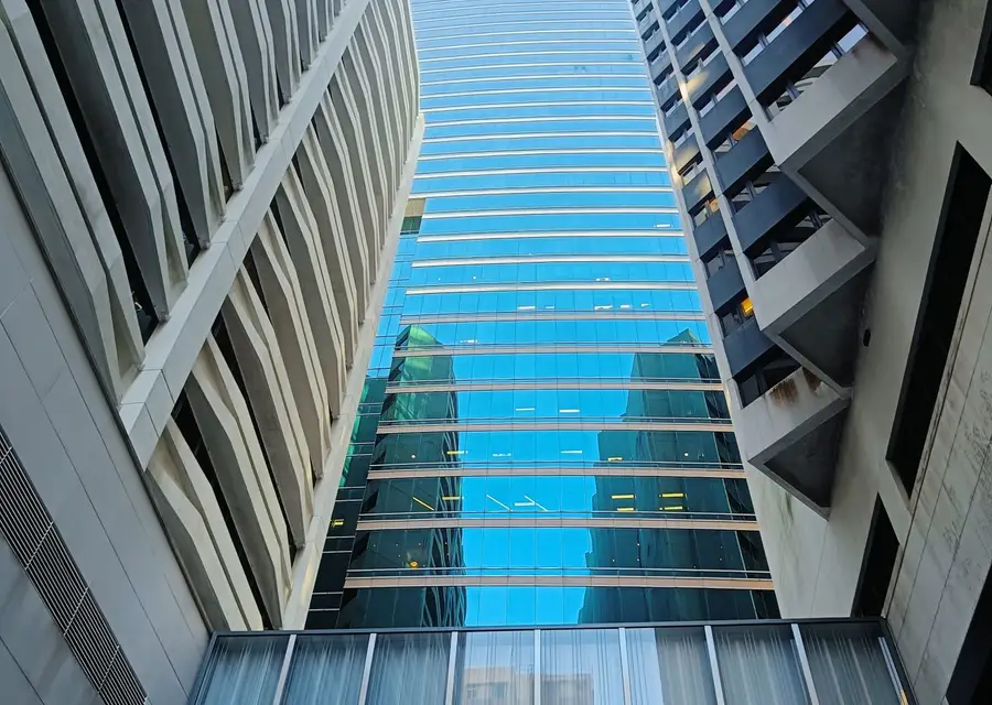 Office tower glass facades